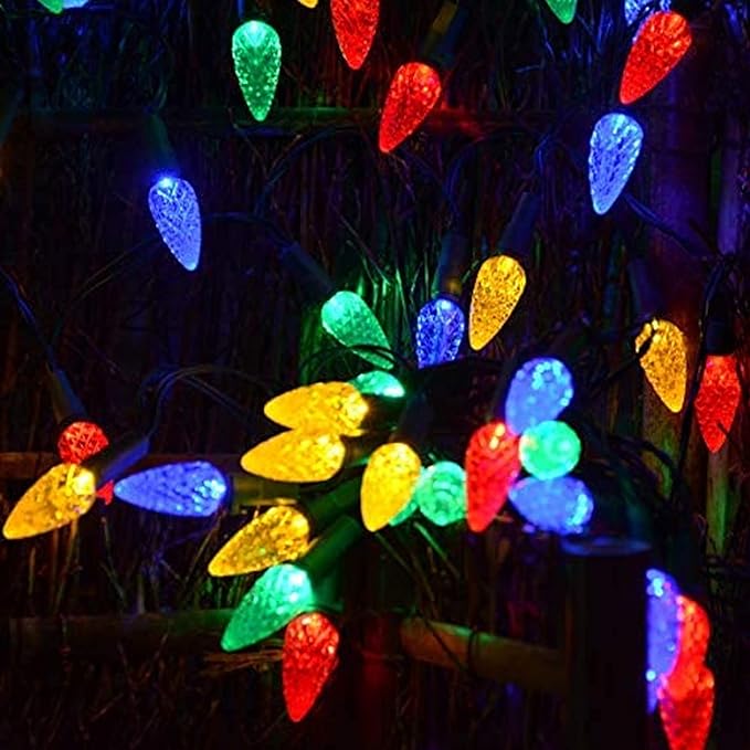 Dazzle Bright C6 Battery Operated Christmas Lights, 2 Pack Total 100LED 34FT Multi-Colored Lights with 8 Modes, Waterproof Christmas Decorations for Xmas Indoor Outdoor Yard Tree House Decor