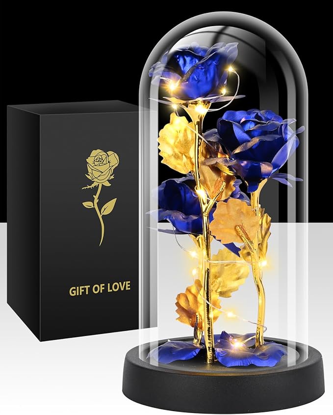 Glass Rose Flower for Women, Birthday Gifts for Women,Rose Flower Gifts for Mom, Red Light Up Rose in A Glass Dome,Rose Gifts for Mom Her Christmas, Anniversary, Wedding, Valentines