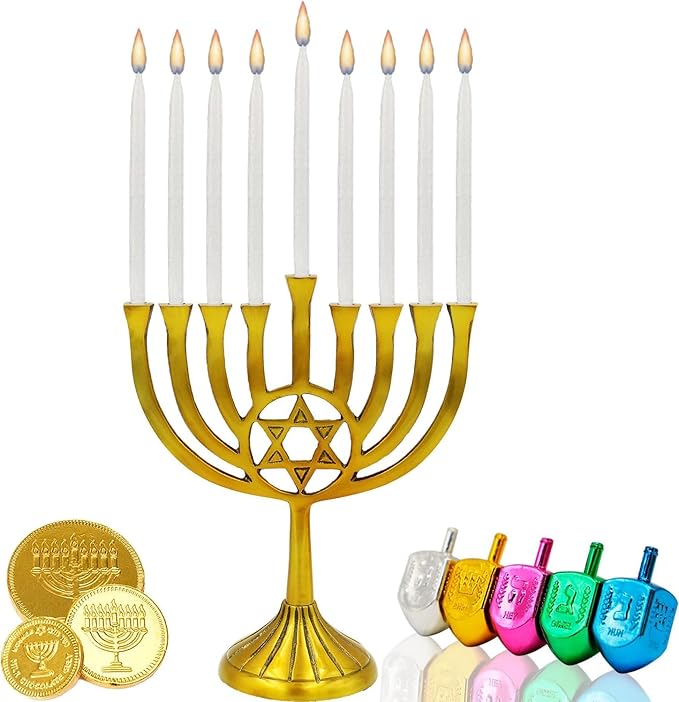 The Dreidel Company Frosted White Dripless Hanukkah Candles, (10-Pack) Deluxe 45 Chanukah Candles Decorative Box