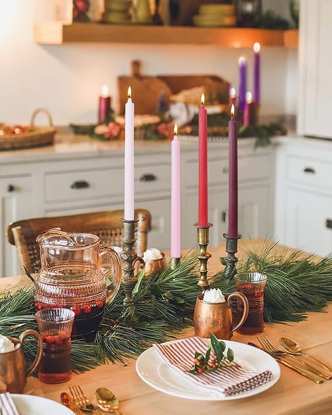 Red Taper Candles Driples Candlesticks Tapered Candles Ideal as Dinner Candle Smokeless and Unscented Long Burning 10.5 inch，Set of 12