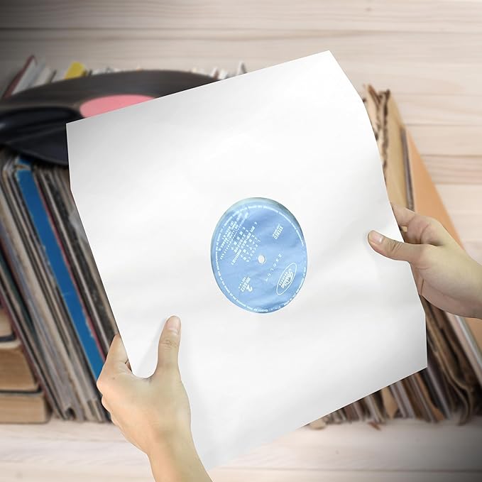 YVW 25Pcs Vinyl Record Inner Sleeves, White Kraft Paper Record Sleeves with Poly Lined for 12" Records, Corner Cut Design Acid Free Album Covers, Vinyl Record Album Covers LP Jacket Protective