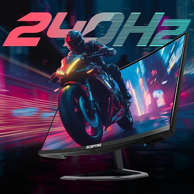 New! Sceptre Curved 24.5-inch Gaming Monitor up to 240Hz 1080p R1500 1ms DisplayPort x2 HDMI x2 Eye Care Build-in Speakers, Machine Black 2026 (C255B-FWT240 Series)