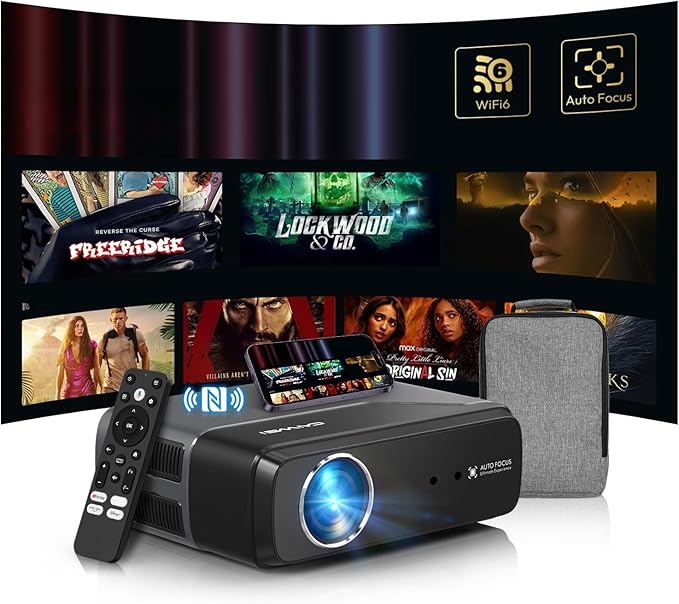 4K Home Theater Projector HDMI 2.1, eARC, Android TV 14.0, Portable Smart Bedroom Movie Gaming Projector 4K HDR, with WiFi 6, Bluetooth, Dolby Audio, Voice Control, Apps, Auto Focus, ZOOM, 1400ANSI