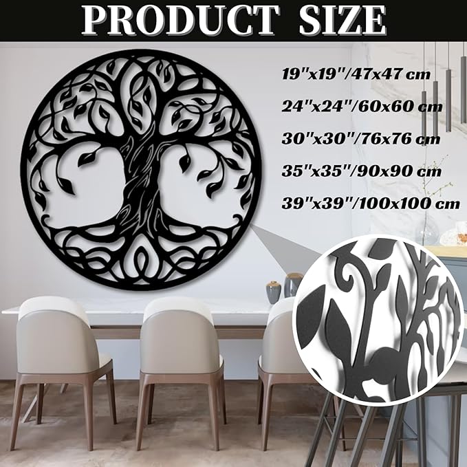 Tree of Life Wall Art,Metal Tree Wall Decorations for Living,Dining Roo,Tree of Life Metal Wall Art(30"×30", Style 2)