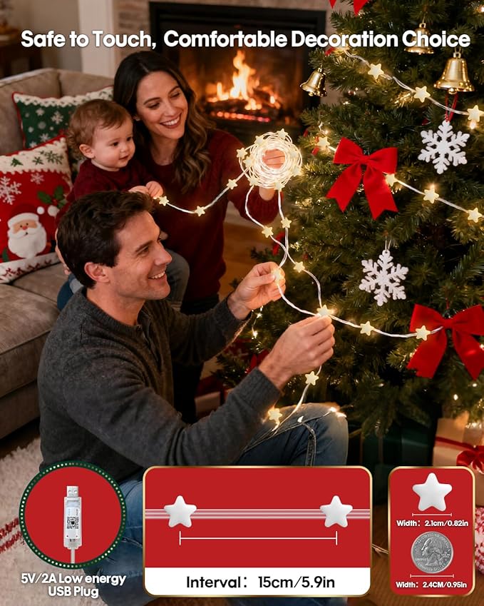 Smart Star String Lights 65.6Ft, Color Changing LED Fairy Lights with Remote & APP Control, Music Sync, Timer, RGB-IC Colored Twinkle Lights Hanging for Indoor Bedroom Party Christmas Decor