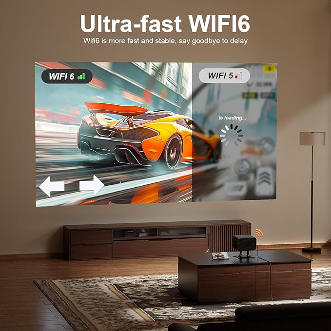 [Compatible with App & TOF Real-time Focus] Mini Projector with WiFi and Bluetooth, XuanPad Smart Projector 4K Support, Dolby Audio & Keystone, 210° Rotatable Stand for Home
