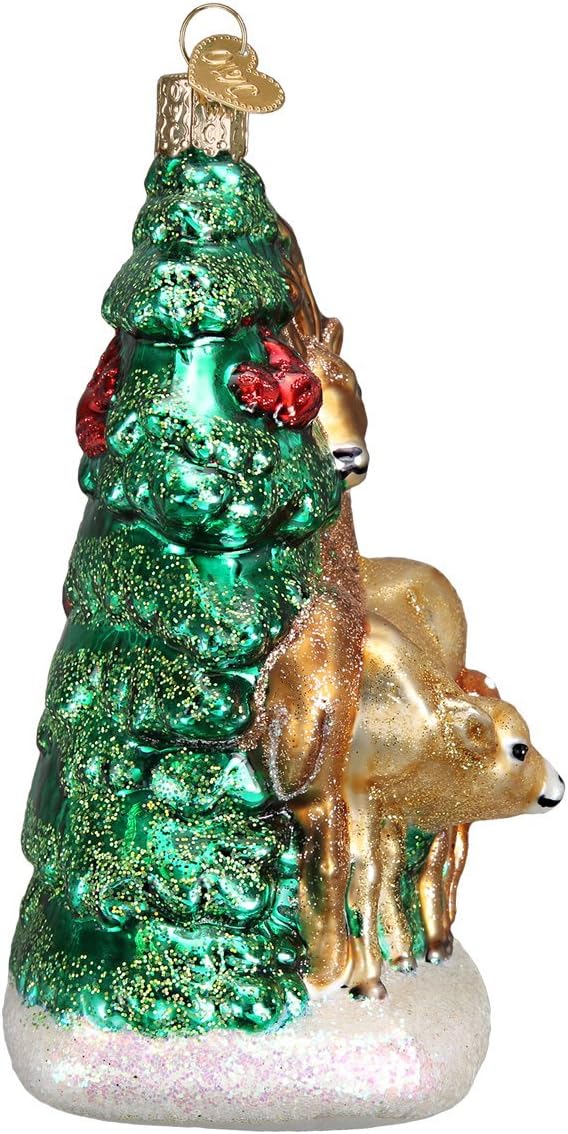 Old World Christmas Animal Collection Glass Blown Ornaments for Christmas Tree Deer Family 5 x 5 x 5 inches