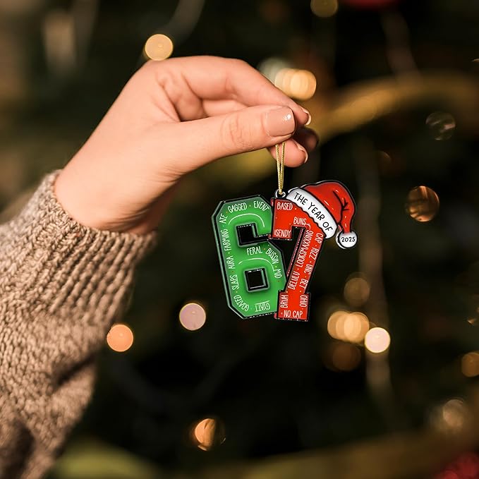 67 Christmas Ornament, 67 Ornaments for Xmas Tree, Funny Christmas Ornaments 2025, 6 7 Meme Ornament for Teens, Six Seven Gifts, Gag Gifts for Teens, Teen Girls Trendy Stuff