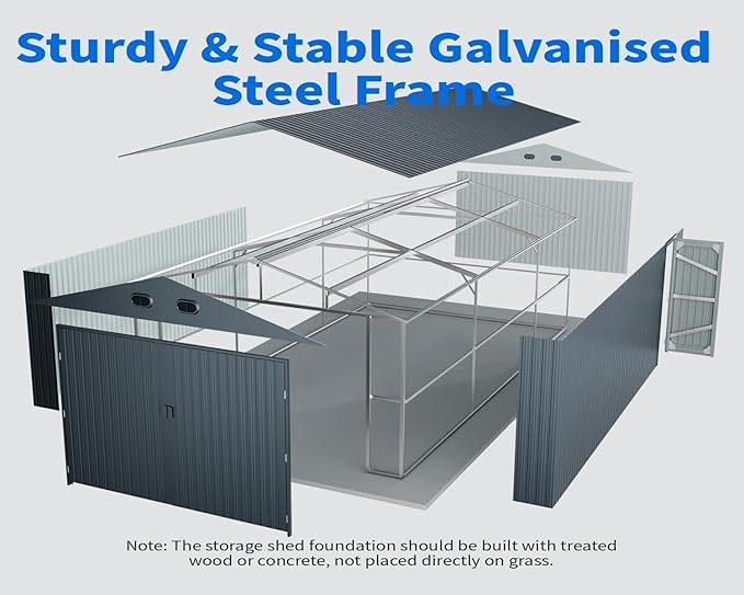 13x20 Outdoor Storage Shed, Extra Large Metal Garage Building, Heavy Duty Steel Car Shed with Side Door & Updated Frame Structure, Waterproof Carport for Car, Truck, Bike, Tool Storage, Dark Gray