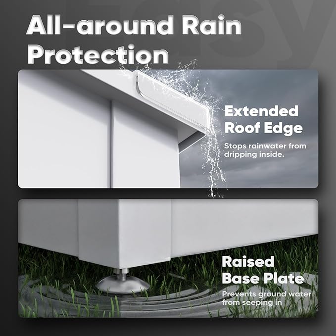 Quictent 150 Gallon Metal Deck Box, 20-Min Install, No Screws, 9X Faster Than Screwed, Waterproof Weather-Resistant Storage Bin, 660LBS Capacity for Patio/Garden/Poolside,