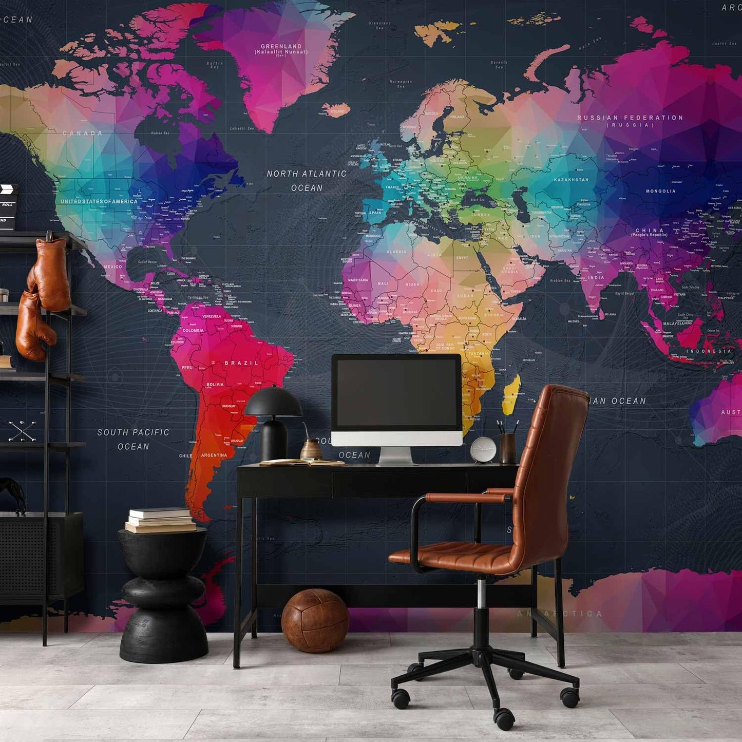 artgeist Premium Wall Mural World Map 79"x55" - XXL Non-Woven Wallpaper Fleece Wall Decor Photo Print Picture Image Design Home Map of The World k-A-0126-a-a