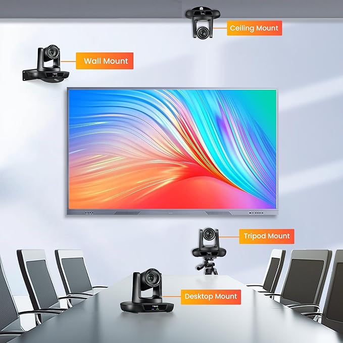 UHD 4K HDMI/USB3.0 PTZ Camera with 12X Optical Zoom, 90° FOV Wide Angle Lens, Video Conference Room Camera,Live Streaming for Church Worship, Work with Zoom Webex OBS YouTube Facebook