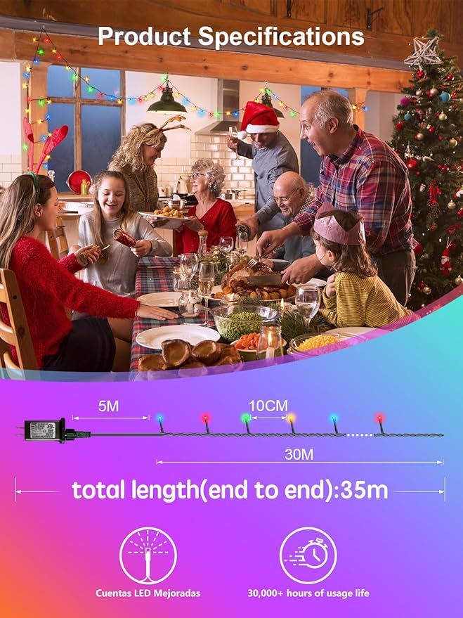 300 LED String Lights Outdoor, 100FT Multicolor Christmas Lights for Outside with Remote, Timer Memory Function, 8 Modes Waterproof Fairy Lights Plug in, for Xmas Tree Bedroom Patio Party