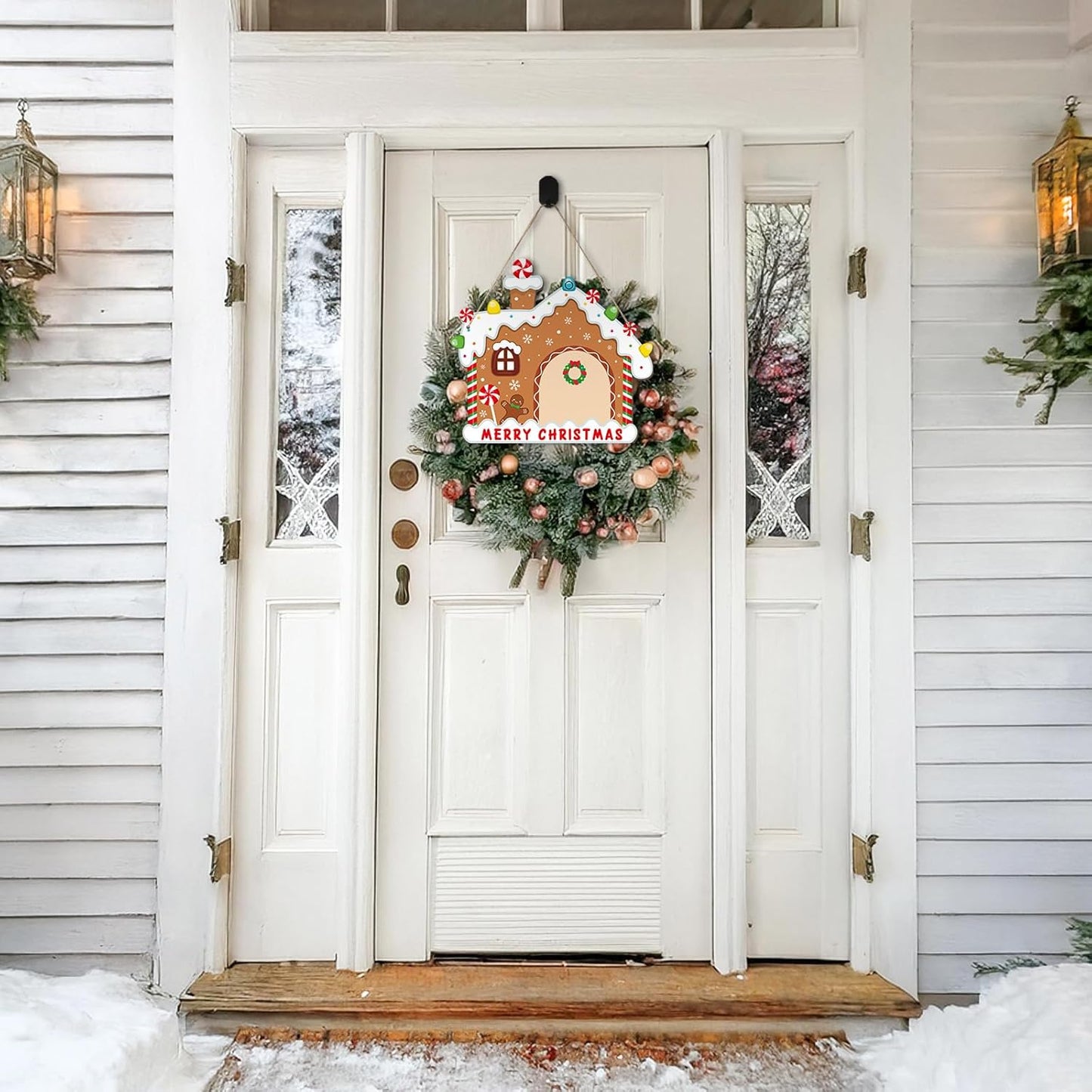Paintable Christmas Ornaments 3 Sets, Wooden Ornaments to Paint, Unfinished Christmas Tree Wreaths Wood Crafts for Painting, Wood Cutouts DIY Xmas Ornament for Front Door Decor (House