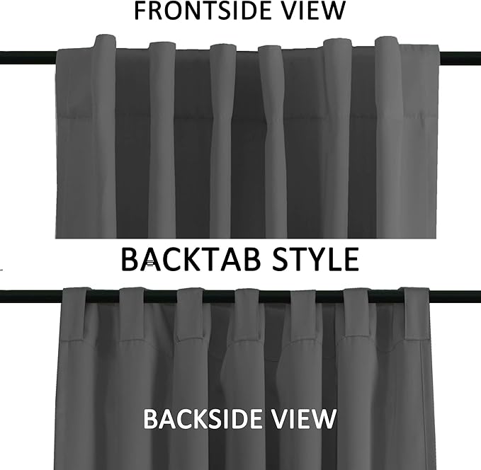 Turquoize Blackout Curtains 84 Inch Long Window Treatments Blinds Thermal Insulated Drapes Rod Pocket/Back Tab Curtains Home Decoration for Living Room 2 Panel, Charcoal Gray, 52 x 84 Inch
