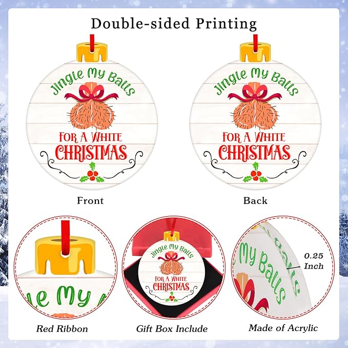 PETCEE Funny Egg Christmas Ornament - Jingle My Balls Christmas Hanging Ornaments Adult Humor Ornaments for Tree Decorations Naughty Keepsake Gifts for Boyfriend Girlfriend Women Husband Wife