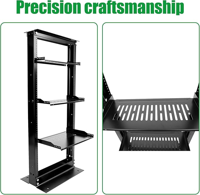 Server Rack Shelf-Universal Vented Rack Mount Cantilever Tray for 19" Network Rack & Cabinet - Heavy Duty Steel - Weight Capacity 115lb-3U H 18" D/ 2 Pieces Packaging GLOBALRACK (3U18, 18INCH)