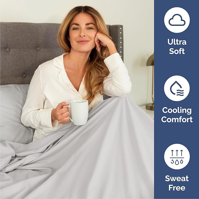 Cal King Size 4 Piece Sheet Set - Comfy Breathable & Cooling Bed Sheets Set - Hotel Luxury Bedding for Women, Men, Kids, Teens, Boys & Girls - Deep Pockets, Soft, Wrinkle Free - Oeko-Tex - French Grey