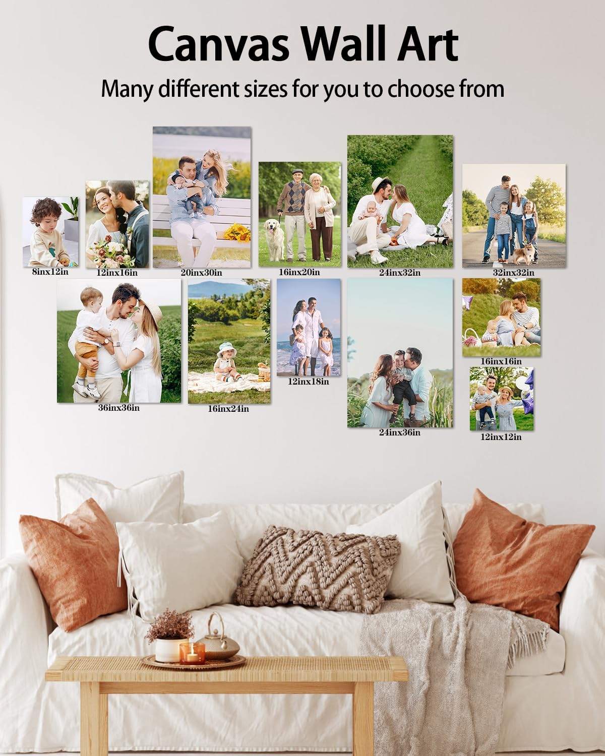 Personalized Custom Canvas Wall Art, Custom Canvas Prints with Your Photos for Living Room, Bedroom, Wedding Pet Baby Family Photo Framed Wall Art, Customized Photo Gift for Family，Friend，Lover，Pet (36L" x 24W")