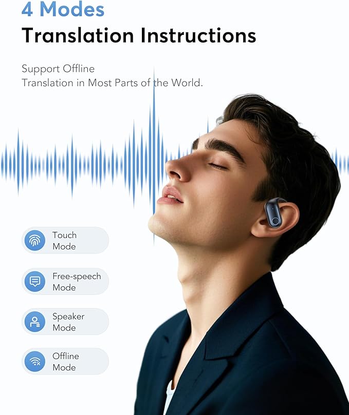 AI Translation with LCD Touch Screen, Real-Time Translator for 144 Languages & Accents, Perfect for Travel, Business & Learning, Sapphire Blue