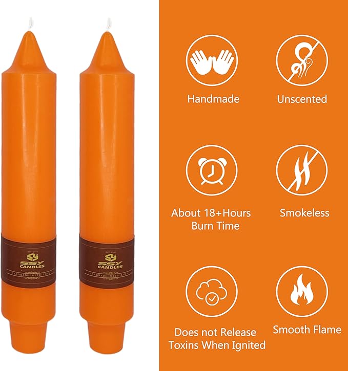 7 Inch Short Taper Candles Candle Sticks Handmade Unscented Set of 4 Smokeless Candlesticks Tapered Candle for Thanksgiving Day Wedding Home Decoration(Orange)