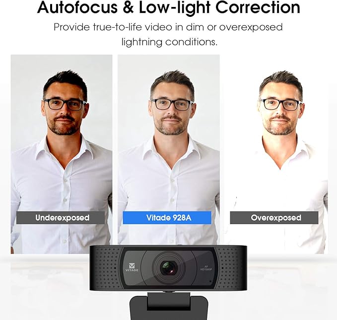 HD Webcam 1080P with Microphone & Cover Slide, 928A Pro USB Computer Web Camera Video Cam for Streaming Gaming Conferencing Mac Windows PC Laptop Desktop