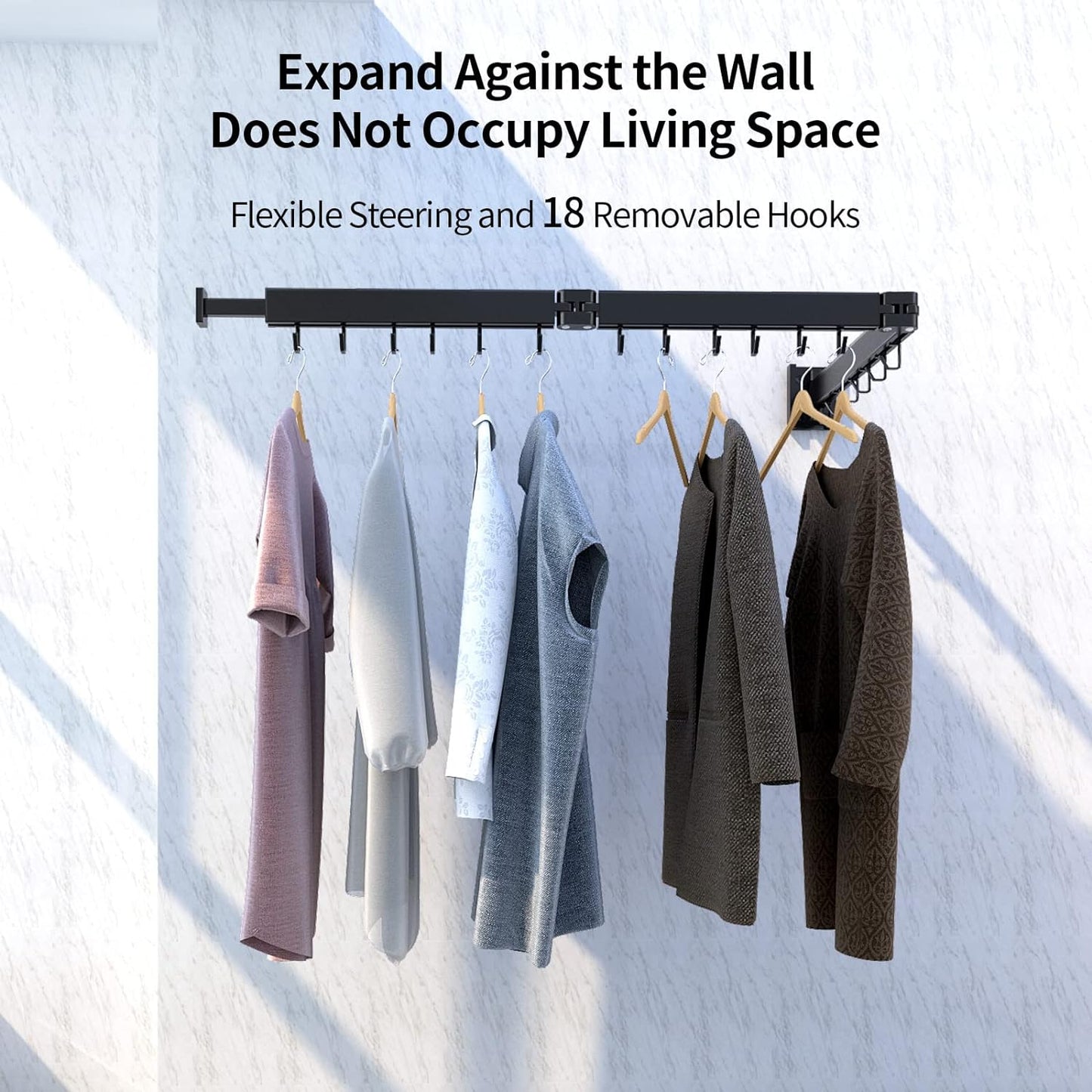 Foldable Clothes Drying Rack, 2 Fold Laundry Drying Rack Wall Mount, [No Drilling] Folding & Durable Space Saver for Laundry, Balcony, Bathroom, Patio, Dormitory, Apartment-White