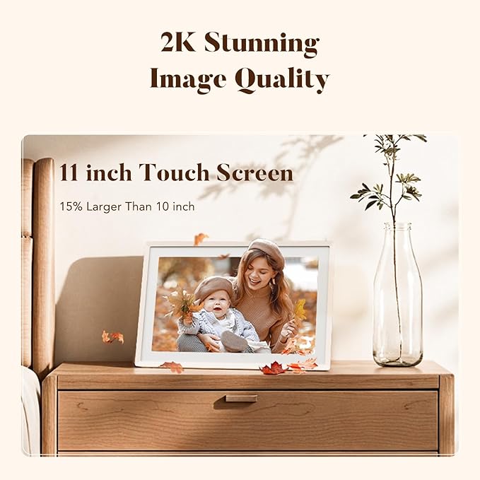 Pexar by Lexar WiFi Digital Picture Frame 11″ | Yahoo Tech Best Tested Frame 2025 | 2K Resolution Ultimate Clarity, Anti-Glare Touch Stunning Screen for Gifting, Share Photos/Videos via APP, Sand