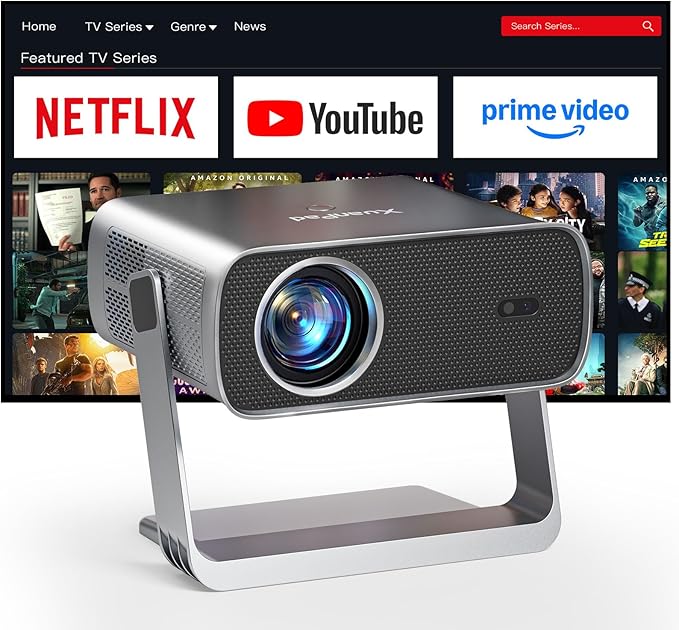 [Officially-Licensed App & Auto Focus] Projector with WiFi and Bluetooth, XuanPad Full HD 1080P Portable Projector, 210° Rotatable Stand, Auto Keystone, Dust Removal and Heat Dissipation Design