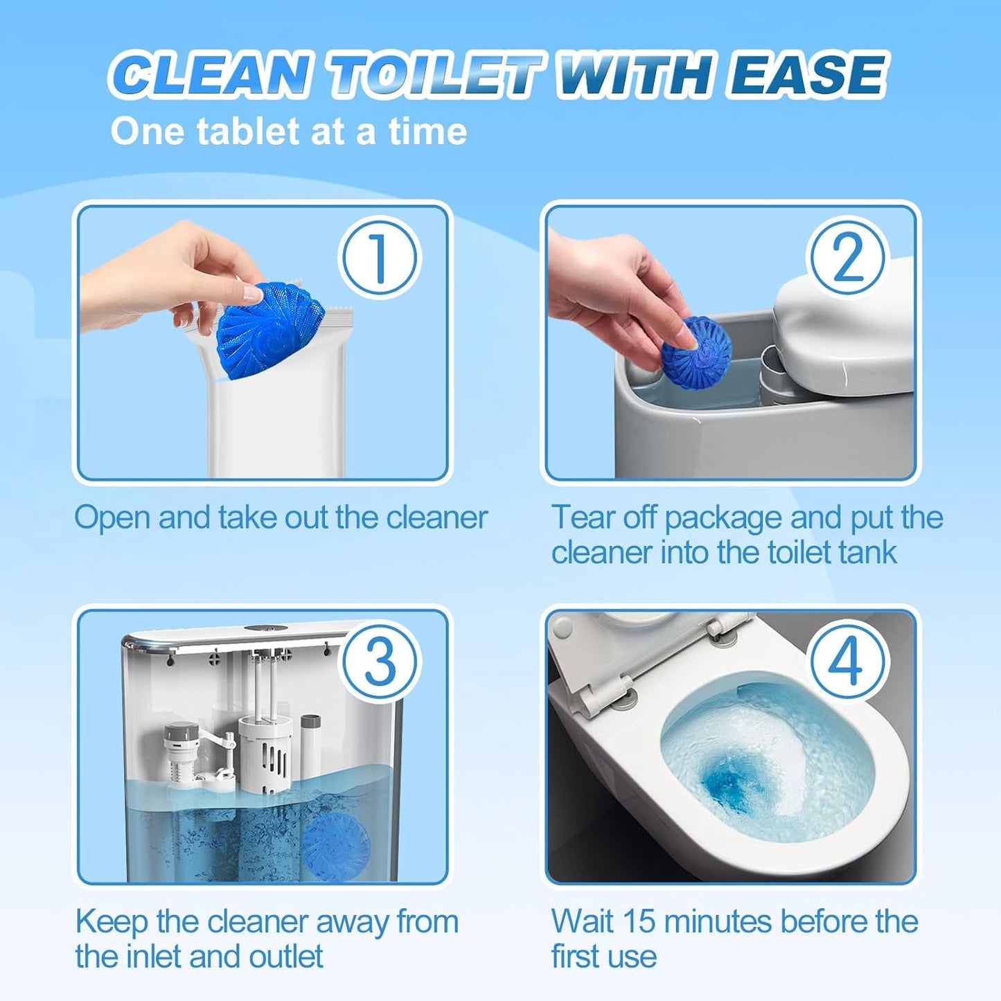 KIISIISO Automatic Toilet Bowl Cleaners Tablets,18 Pack Multipurpose Commercial Household Bathroom Cleaners,Long-lasting 300 brushes Toilet Cleaner, Pine Scent