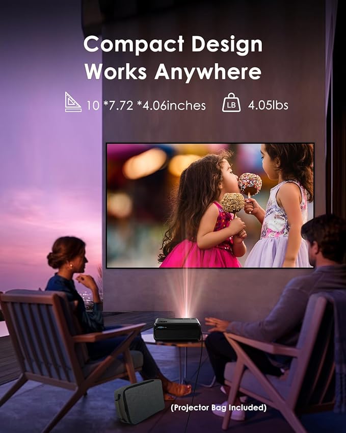 4K Home Theater Projector HDMI 2.1, eARC, Android TV 14.0, Portable Smart Bedroom Movie Gaming Projector 4K HDR, with WiFi 6, Bluetooth, Dolby Audio, Voice Control, Apps, Auto Focus, ZOOM, 1400ANSI