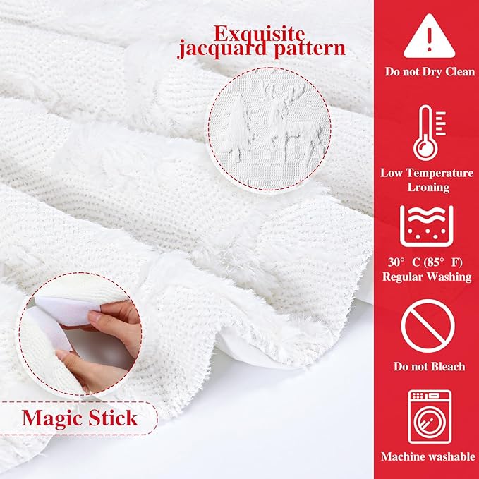 Civaner 48 Inch White Christmas Tree Skirt Faux Fur with Cable Knit Vintage for 7.5 ft Christmas Trees Decoration Thick Plush Skirt Decorations for Xmas Holiday
