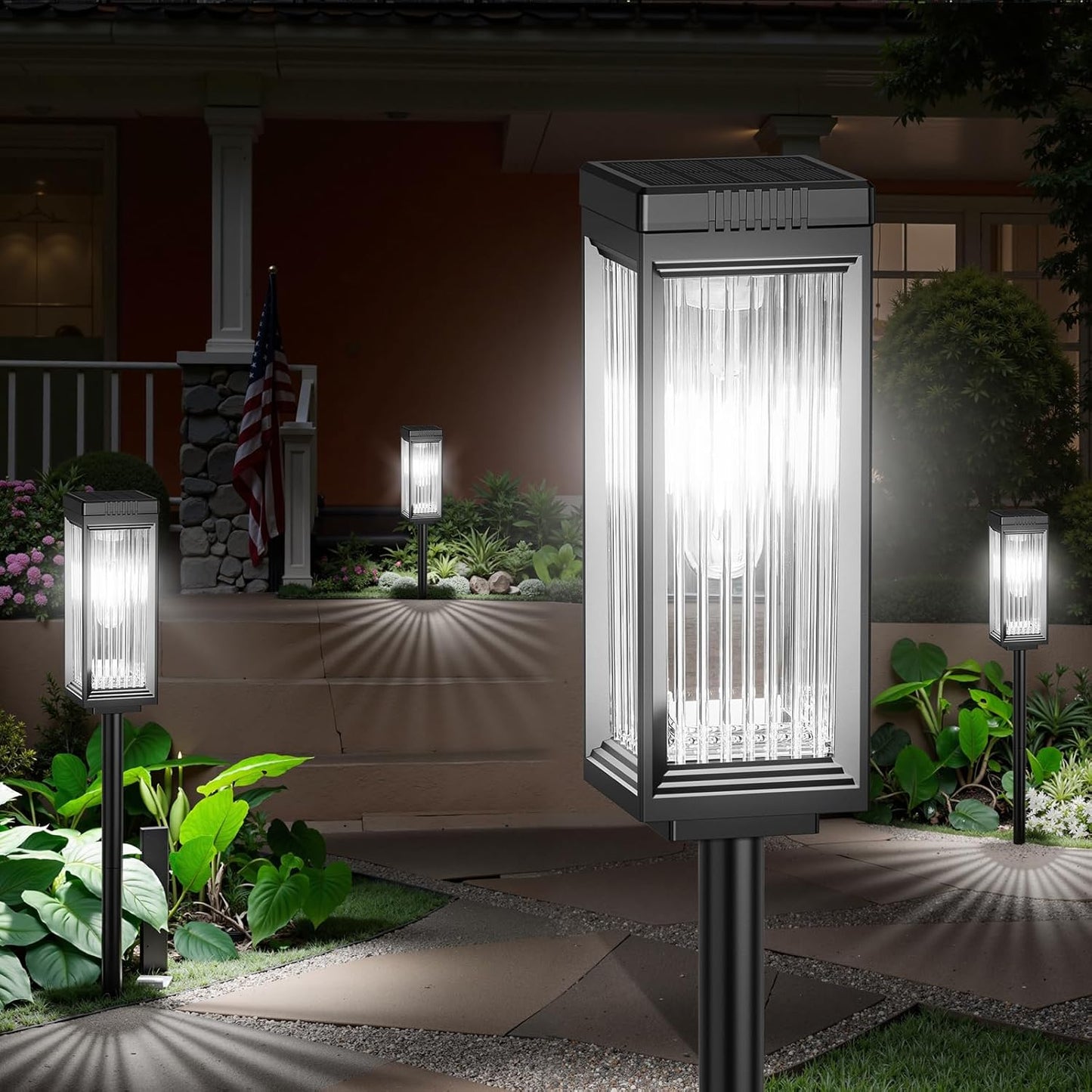 Solar Pathway Lights Outdoor, 6 Pack Upgraded Solar Lights Outdoor Waterproof, Bright Up to 15 Hrs Auto On/Off Garden Light for Yard Patio Lawn Path Walkway Driveway Outside Decor(Cool White)