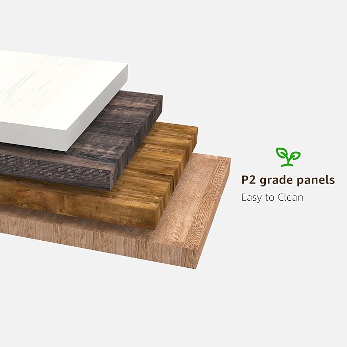 OKD 48" Modern Farmhouse Coffee Table, Wooden Living Room Table with Hidden Storage Drawer, Rustic Rectangular Center Tables w/Wood Thick Design for Living Room, Office, Gold Rustic Brown
