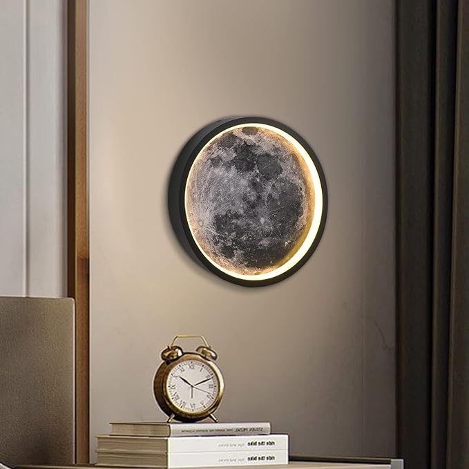 Flush Mount Ceiling Light,Led Dimmable Ceiling Light Fixture with Remote Control,11.8 "Wall Mounted Decorative Moon Ceiling Lights for Bedroom,Hallway and Bedside.(34W