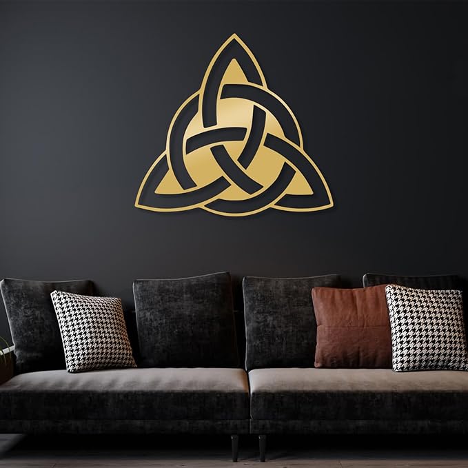 Celtic Wall Decor, Celtic Trinity Knot Metal Wall Art, Sacred Geometry Metal Wall Art, Celtic Symbol Wall Decor, Geometric Metal Decor, Metal Wall Art, Metal Wall Decor Living Room (Silver, 24"x22" | 60x55cm)