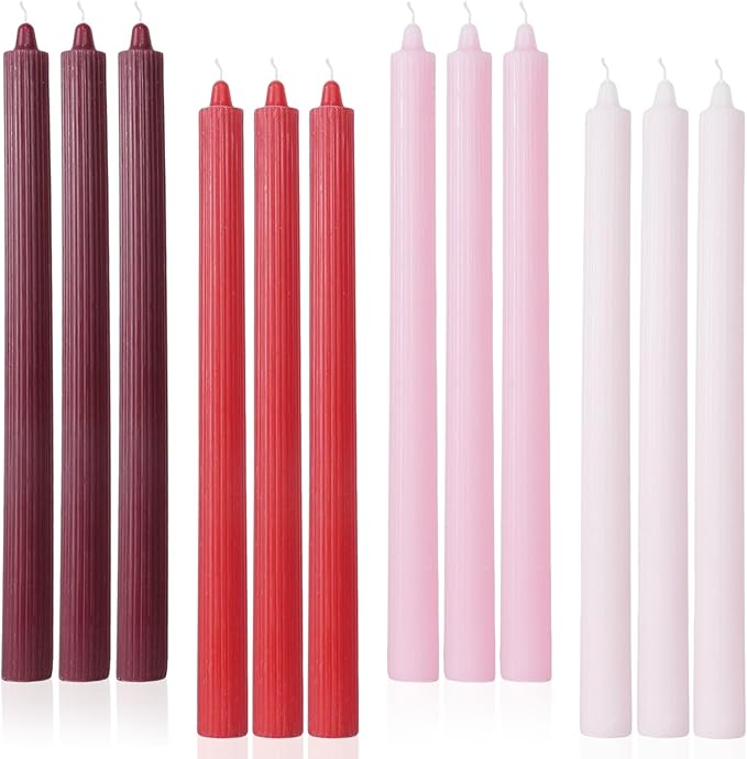 Red Taper Candles Driples Candlesticks Tapered Candles Ideal as Dinner Candle Smokeless and Unscented Long Burning 10.5 inch，Set of 12