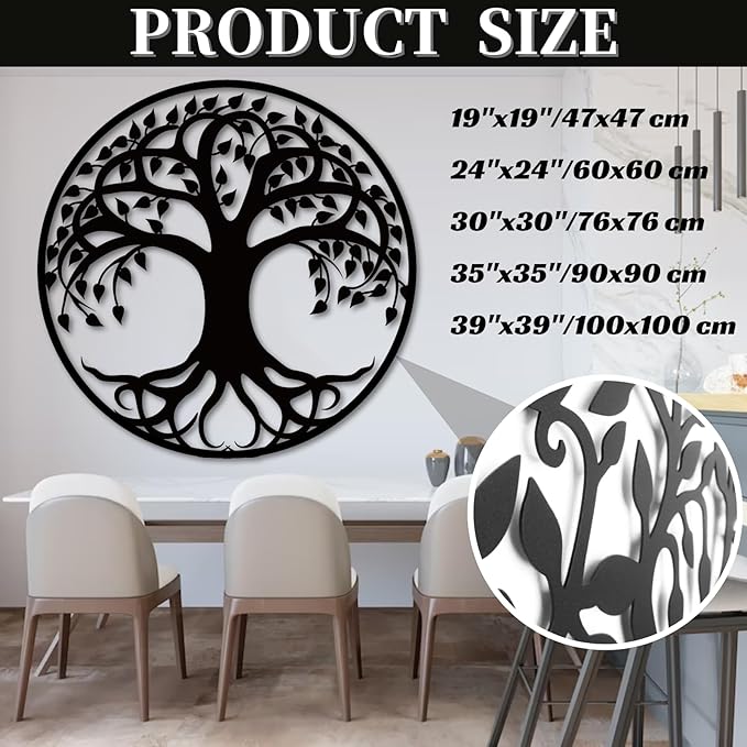 Tree of Life Wall Art,Metal Tree Wall Decorations for Living,Dining Roo,Tree of Life Metal Wall Art(35"×35", Style 5)