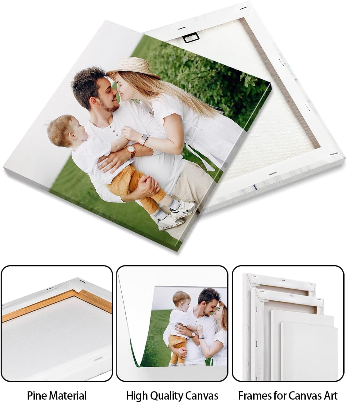 Personalized Custom Canvas Wall Art, Custom Canvas Prints with Your Photos for Living Room, Bedroom, Wedding Pet Baby Family Photo Framed Wall Art, Customized Photo Gift for Family，Friend，Lover，Pet (32L" x 32W")