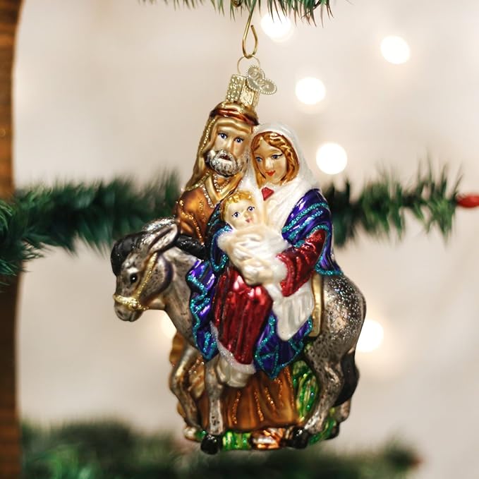 Old World Christmas Spiritual Gifts Flight to Egypt Glass Blown Ornament for Christmas Tree, Handcrafted Holiday Decoration, Religion Collection