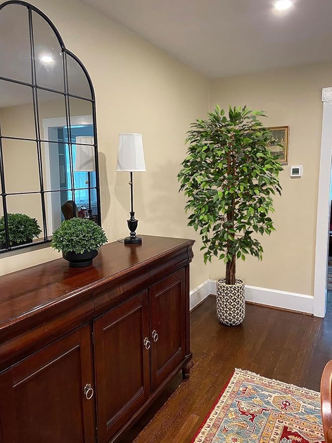 Aveyas 6ft Artificial Ficus Tree for Home Decor, 6 Feet Faux Plant Fake Silk Trees with Pot for Indoor Outdoor House Living Room Office Garden (6 ft Tall)