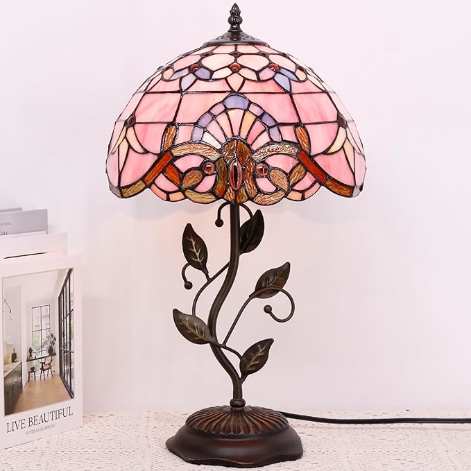Table Lamp Base Replacement Only, Wide 6 Height 20 Inch, Fit for 8, 10, 12 Inch Tiffany Style Stained Glass Lampshade, Dark Bronze Finish,Resin, Push Switch On Cord(N (W6H20 Inch))