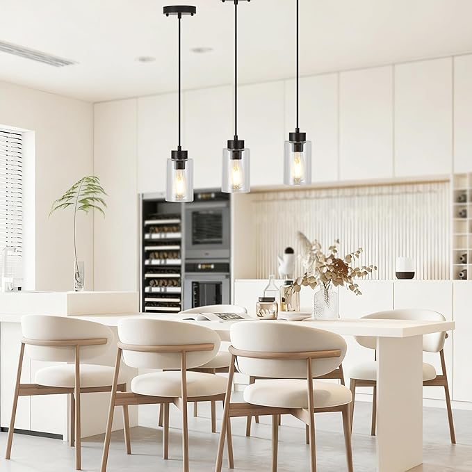 Modern Pendant Light for Kitchen Island, Hanging Ceiling Light Fixture,Oil Rubbed Bronze 2Pack Farmhouse Pendant Lighting for Dining Room Bedroom Bar Office