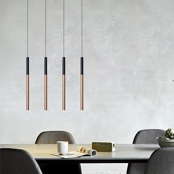 ALTAIR 4 Mini Pendant Lighting Black-Copper - LED Hanging Light Fixture for Kitchen Island, Bar, Foyer - Cluster Pendants - Dimmable, Adjustable Wire, Lamp Bulb Included