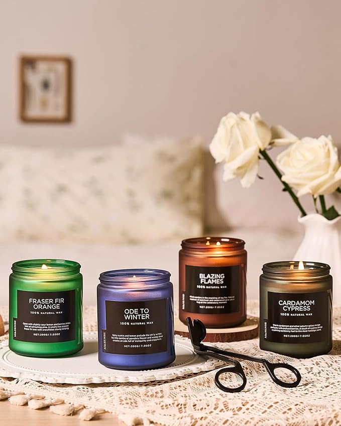 M&SENSE Cardamon & Cypress Single Cotton Wick Natural Soy Wax Autumn Fragrance Candle for Home Decor, Fall Scented Gift for Holiday 7.05oz 50 Hours Burn Clean Non Toxic Candle