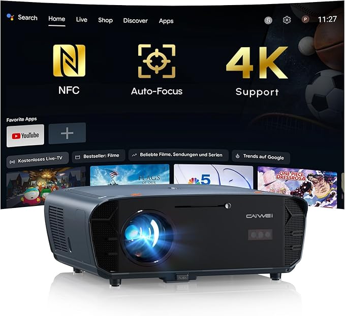 Smart 4K Projector Google TV & Built-in Apps, 2400ANSI High Bright Daylight Projector, Ultra HD Daytime Projector ToF Auto Focus/Keystone, WiFi6/Bluetooth/HDMI2.1 for Home Theater Outdoor Movie Gaming