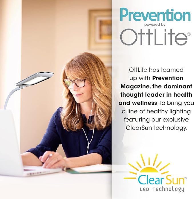 OttLite® Prevention LED Desk Lamp With Wireless Charging, 19-1/2"H, White