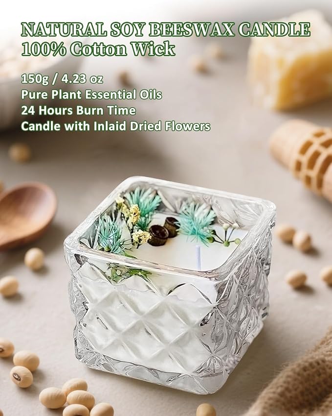 Handmade Scented Candle for Women, Bergamot & Coffee Scented Jar Candle, 24 Hour Lasting Natural Soy Beeswax Aromatherapy Candles for Housewarming, Home Décor, Gifting Idea (Morning)