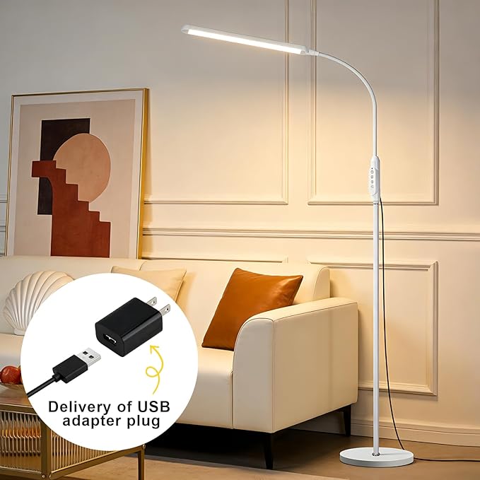 Bright LED Floor Lamps Touch and Remote Dimming for Eyelash Extension Tattoo Manicure Craft Drawing Makeup Living Room Bedroom Office Adjustable Gooseneck Standing Reading Lights esthetician lash lamp