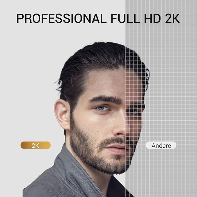 2K Webcam for PC, Full HD Video Calling, HD Light Correction, Works with Skype, Zoom, FaceTime, Hangouts, PC/Mac/Laptop/MacBook/Tablet